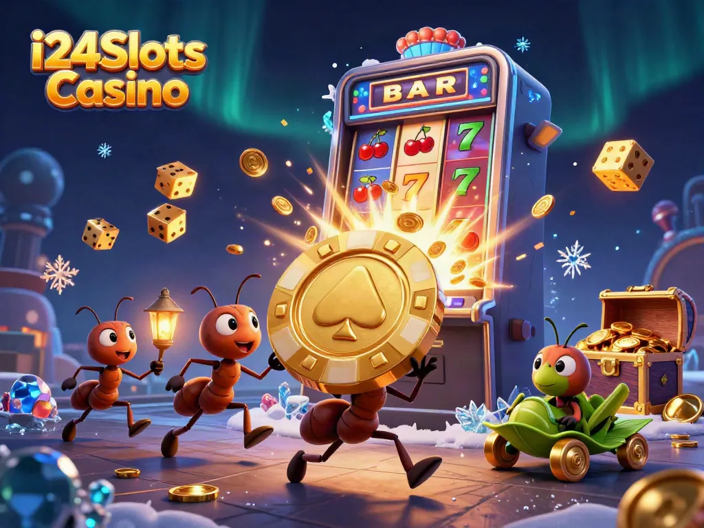 Jouez à i24Slots Casino avec des machines à sous animées et des personnages colorés.